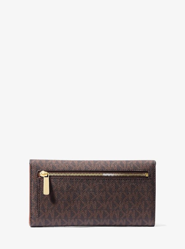Michael Kors Jet Set Large Logo Trifold Wallet Brown back
