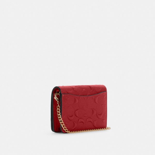 Coach Mini Wallet On A Chain In Signature Leather Brass/1941 Red - Ready Stock Malaysia | Authentic from USA outlet | Amaboxly Malaysia