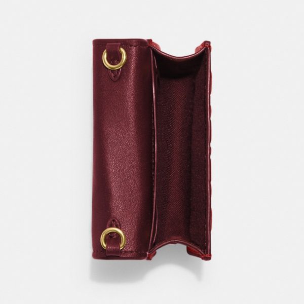 Coach Mini Wallet On A Chain In Signature Leather Brass/1941 Red - Ready Stock Malaysia | Authentic from USA outlet | Amaboxly Malaysia