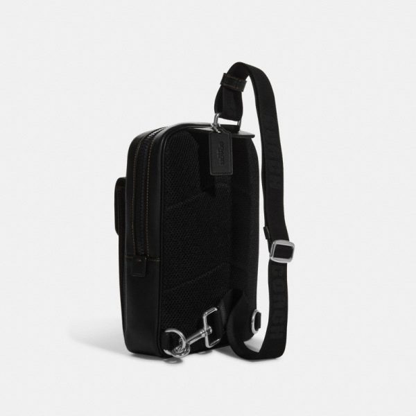 Coach Track Pack With Tartan Plaid Print Silver/Red/Black Multi - Ready Stock Malaysia