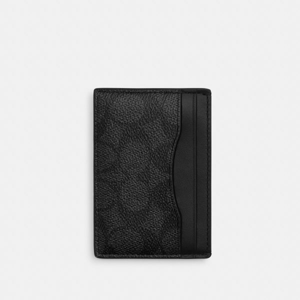 Coach Card Case With Money Clip In Signature Canvas - Preorder