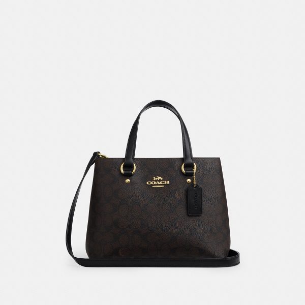 Coach CET31 Station Carryall in Brass/Walnut/Black front view