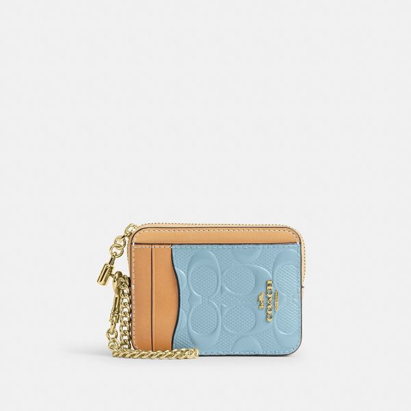 Coach Zip Card Case In Signature Leather With Charm - Preorder