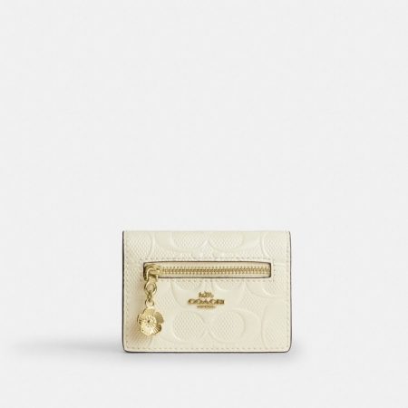 Coach Card Case With Charm In Signature Leather in Brass/Light Lemon