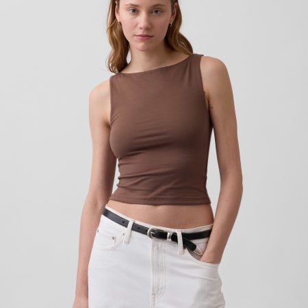 Gap CloseKnit Jersey Boatneck Crop Tank Top