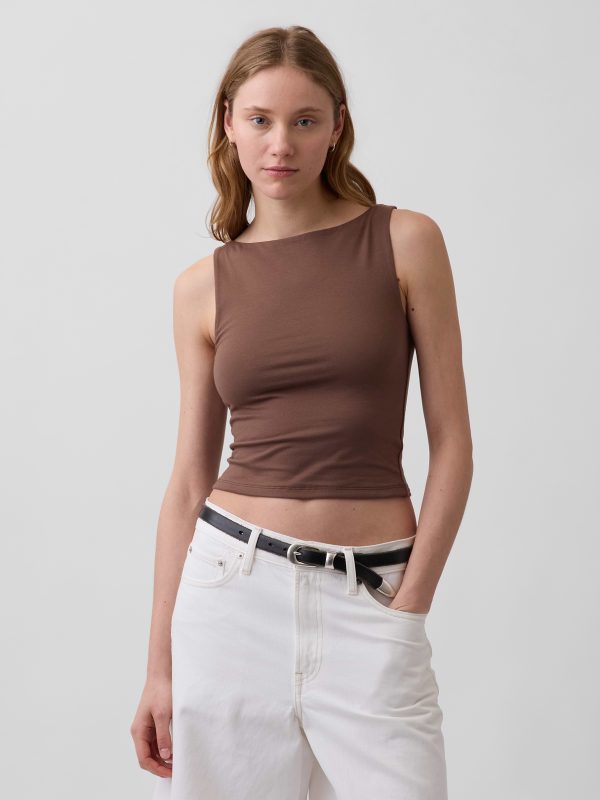 Gap CloseKnit Jersey Boatneck Crop Tank Top