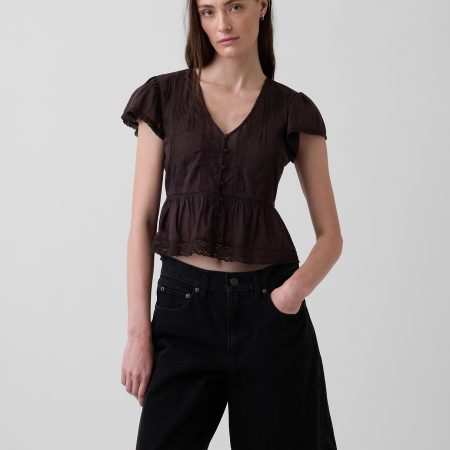 Gap Lace Voile Peplum Crop Top