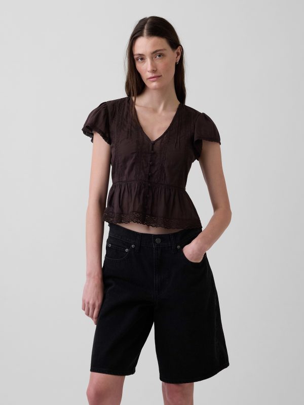 Gap Lace Voile Peplum Crop Top