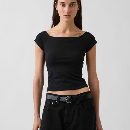 Gap CloseKnit Jersey Off-Shoulder Crop T-Shirt