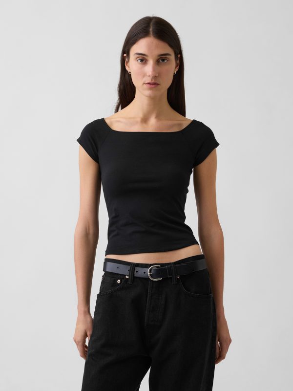 Gap CloseKnit Jersey Off-Shoulder Crop T-Shirt