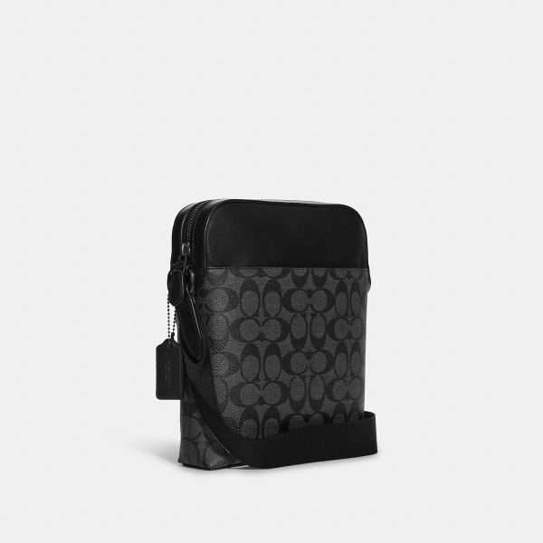 Coach Houston Flight Bag In Signature Canvas Gunmetal/Charcoal/Black A3