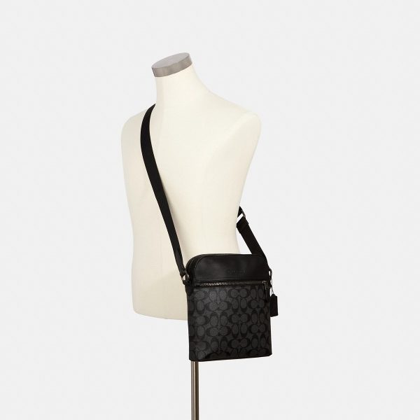 Coach Houston Flight Bag In Signature Canvas Gunmetal/Charcoal/Black A9
