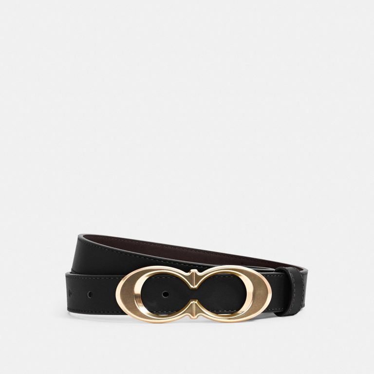 Coach Signature Buckle Belt 25mm Brass/Black Size S - Ready Stock Malaysia
