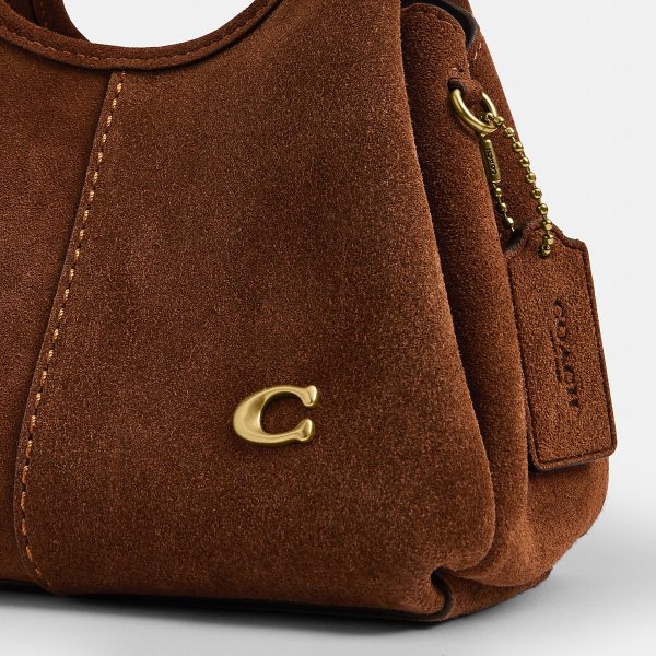Coach Lana Shoulder Bag 19 Brass/Warm Brown suede and logo detail