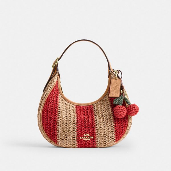 Coach Emily Shoulder Bag With Charm Brass/Red/Tan