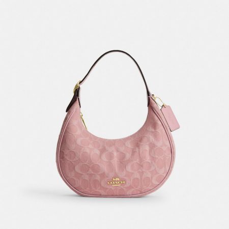 Coach Emily Shoulder Bag In Signature Denim Brass/Light Pink