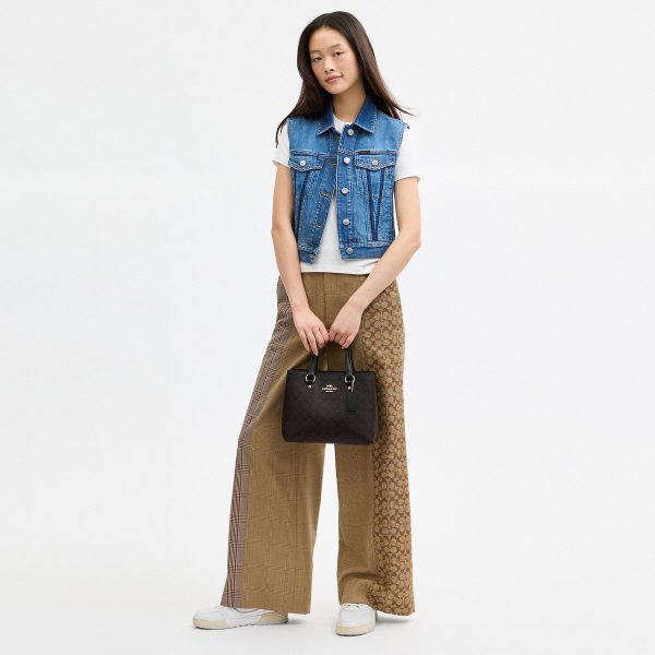 Coach CET31 Station Carryall in Brass/Walnut/Black shown on model