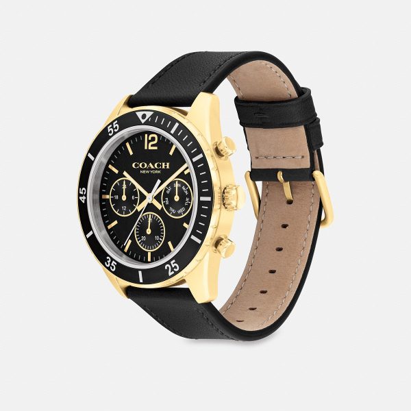 Coach Cole CS633-BLK watch in Black, angled view