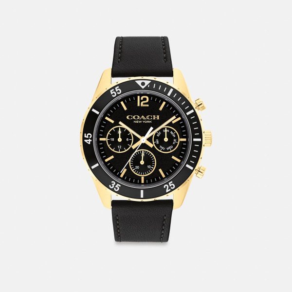 Coach Cole CS633-BLK watch in Black, front view
