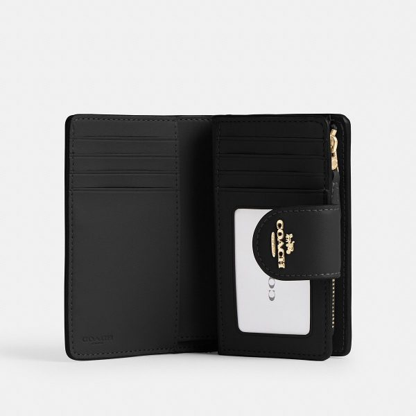 Coach Medium Corner Zip Wallet In Signature Canvas Brass/Walnut/Black official image A8