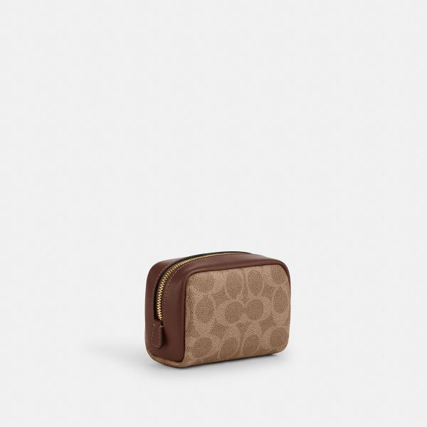 Coach Pouch Wristlet In Signature Canvas Brass/Tan/Brown official image A3