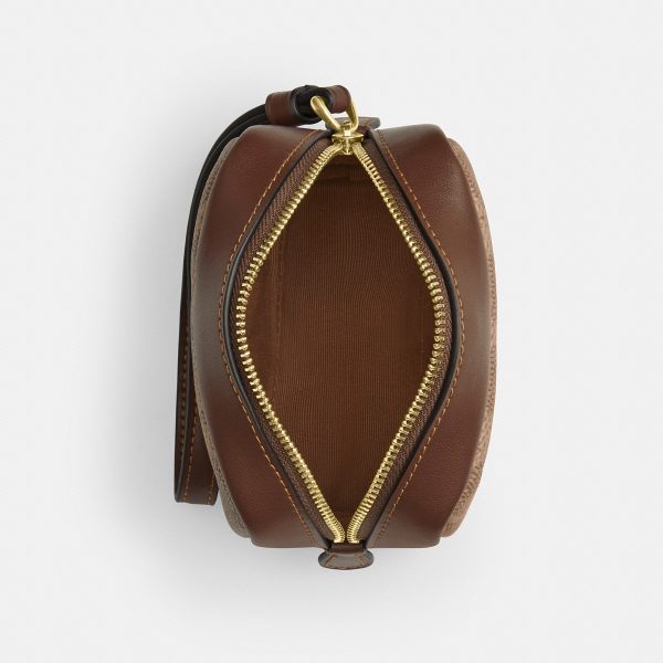 Coach Pouch Wristlet In Signature Canvas Brass/Tan/Brown official image A8