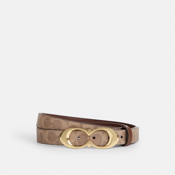 Coach Signature Buckle Belt 25mm Brass Tan Brown Size XS - CX061 IMXHE