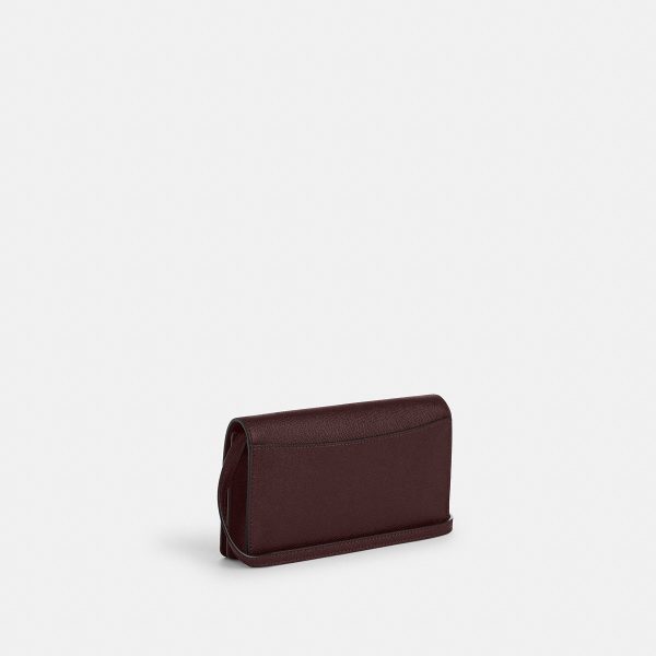 Coach Anna Foldover Clutch Crossbody Bag Brass/Merlot A3