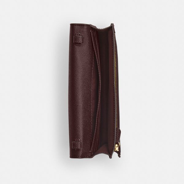 Coach Anna Foldover Clutch Crossbody Bag Brass/Merlot A8