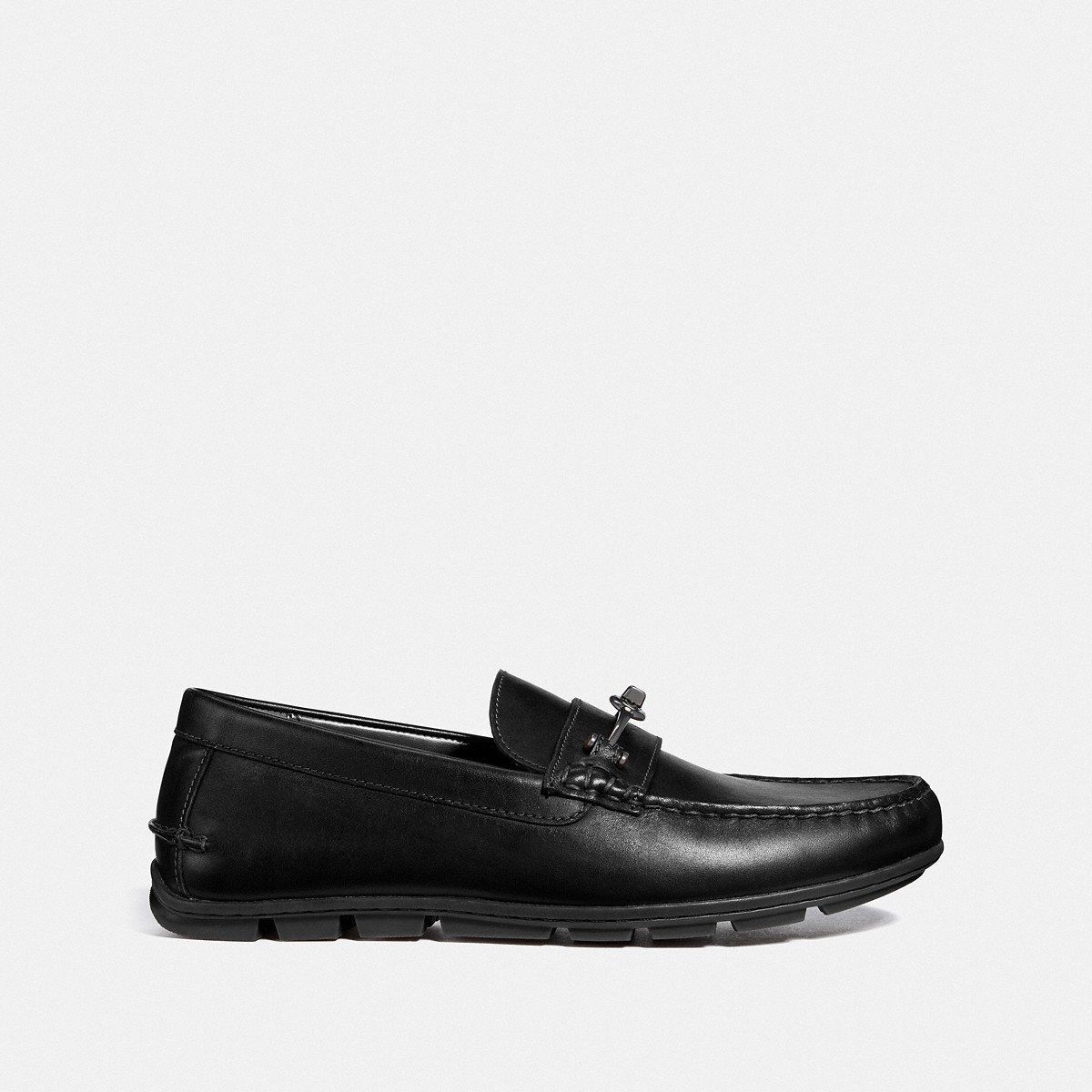 Coach Mott Driver Black Leather Loafer side view - FG2984 BLK US 9D