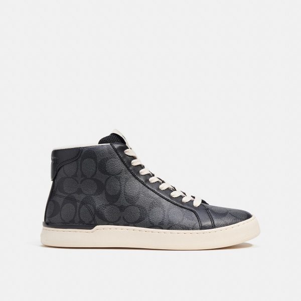 Coach Clip High Top Sneaker Charcoal Black side view - G5385 CQBK