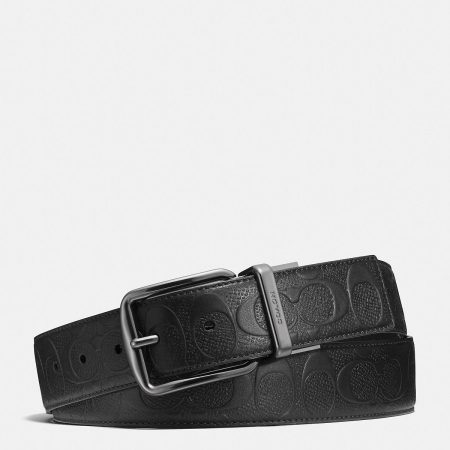 Coach Harness Buckle Cut-To-Size Reversible Belt 38 Mm Black Signature | Authentic from USA outlet | Amaboxly Malaysia