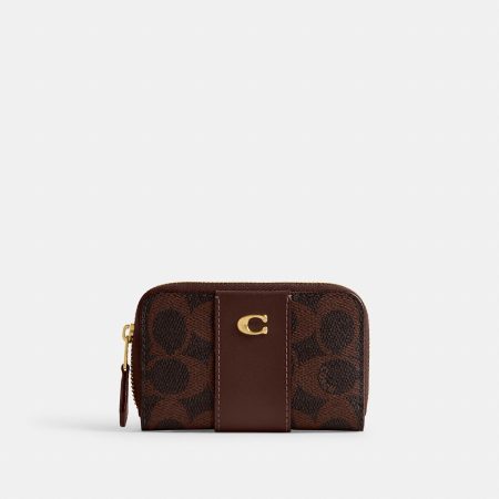 Coach Essential Small Zip Around Card Case In Signature Canvas - Preorder