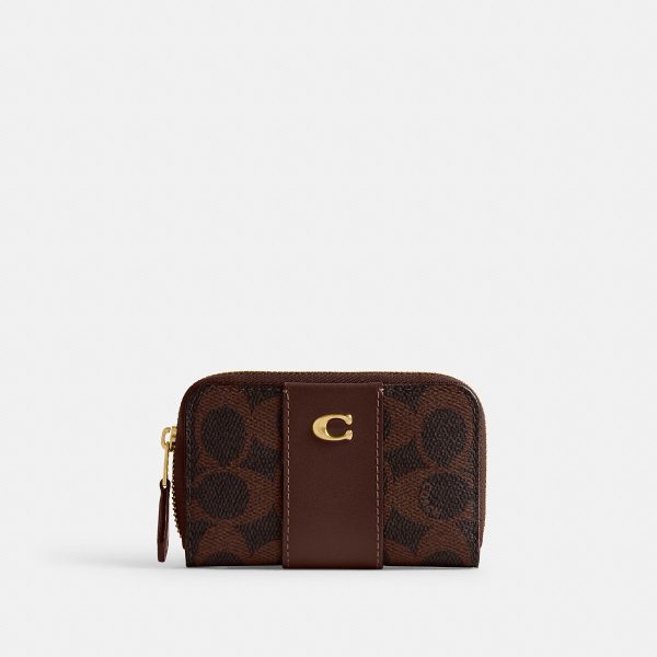 Coach Essential Small Zip Around Card Case In Signature Canvas - Preorder
