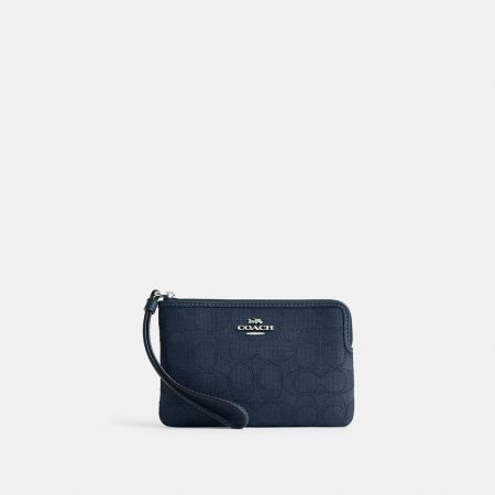 Coach Corner Zip Wristlet In Signature Jacquard - Preorder