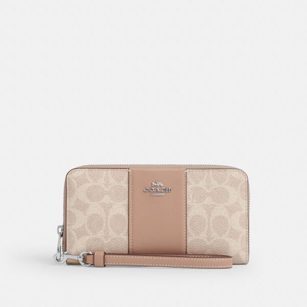 Coach Long Zip Around Wallet In Signature Canvas With Stripe - Preorder