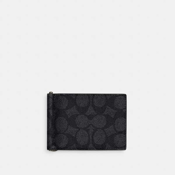 Coach Slim Money Clip Billfold Wallet In Signature Canvas - Preorder