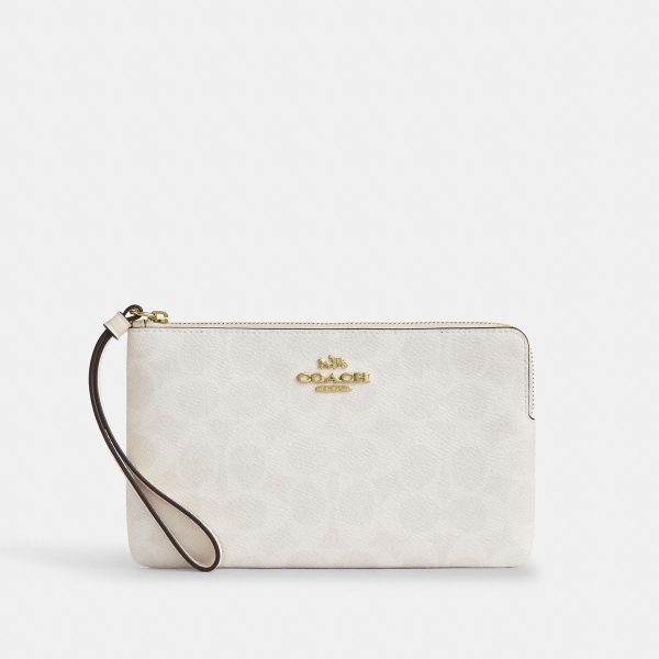 Coach Large Corner Zip Wristlet In Signature Canvas - Preorder