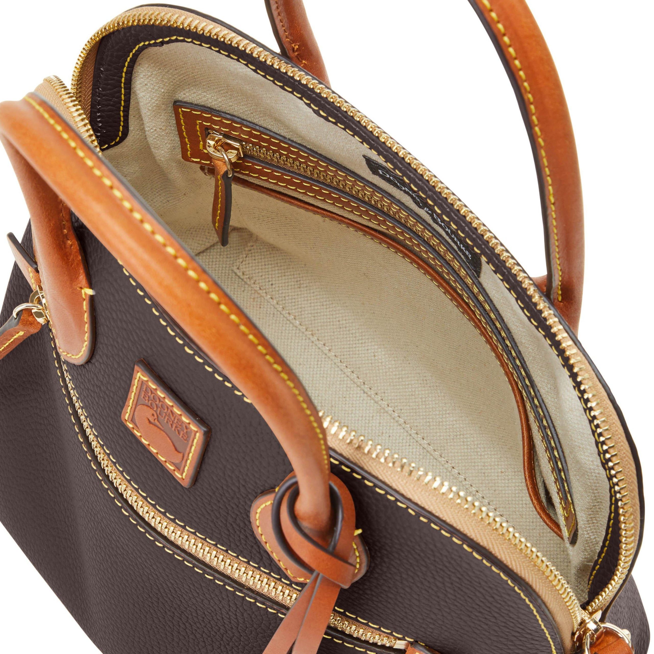 Dooney Bourke Pebble Grain Leather Satchel cognac brown 2026