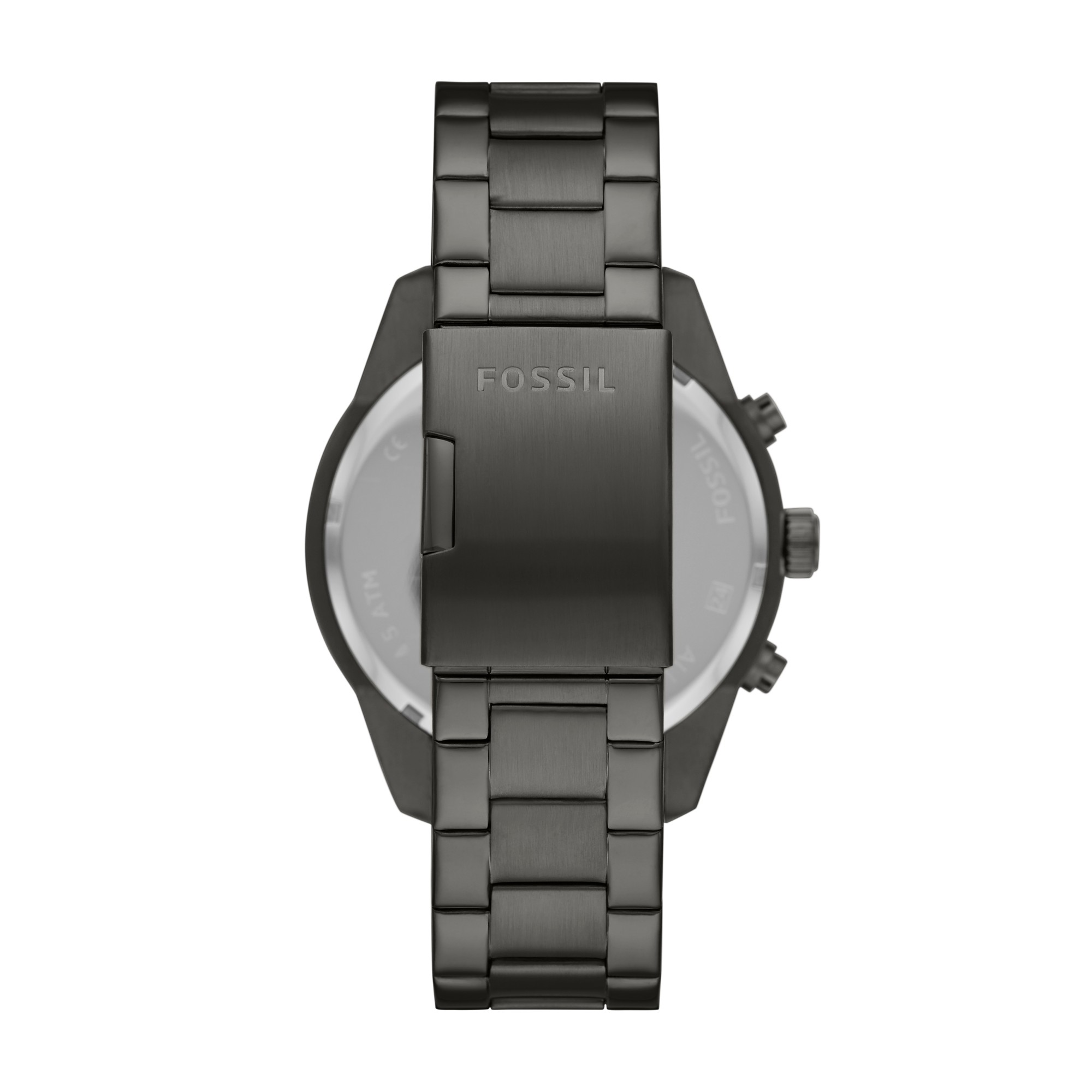 Fossil Brox BQ2533 smoke stainless steel bracelet and clasp, rear view