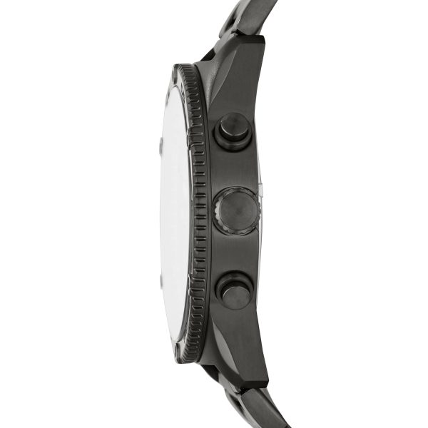 Fossil Brox BQ2533 smoke stainless steel watch, side and crown profile