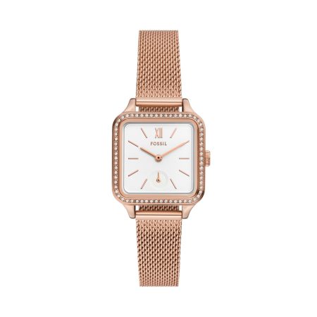 Fossil Colleen BQ3971 rose gold-tone mesh watch front view