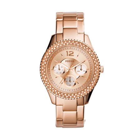 Fossil Stella ES3590 rose-gold-tone multifunction watch front view