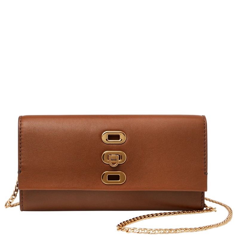 Fossil Harper Chain Crossbody cognac gold leather chain strap bag 2026