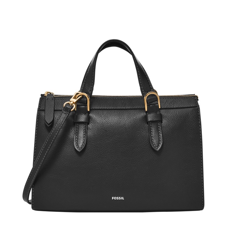 Fossil Rachel large satchel black genuine leather 2024