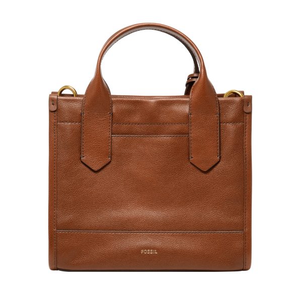 Fossil Kyler Satchel Medium Brown back