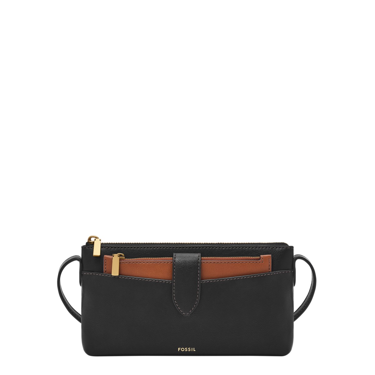 Fossil Sofia 2-in-1 Crossbody in Black and Brown, front view