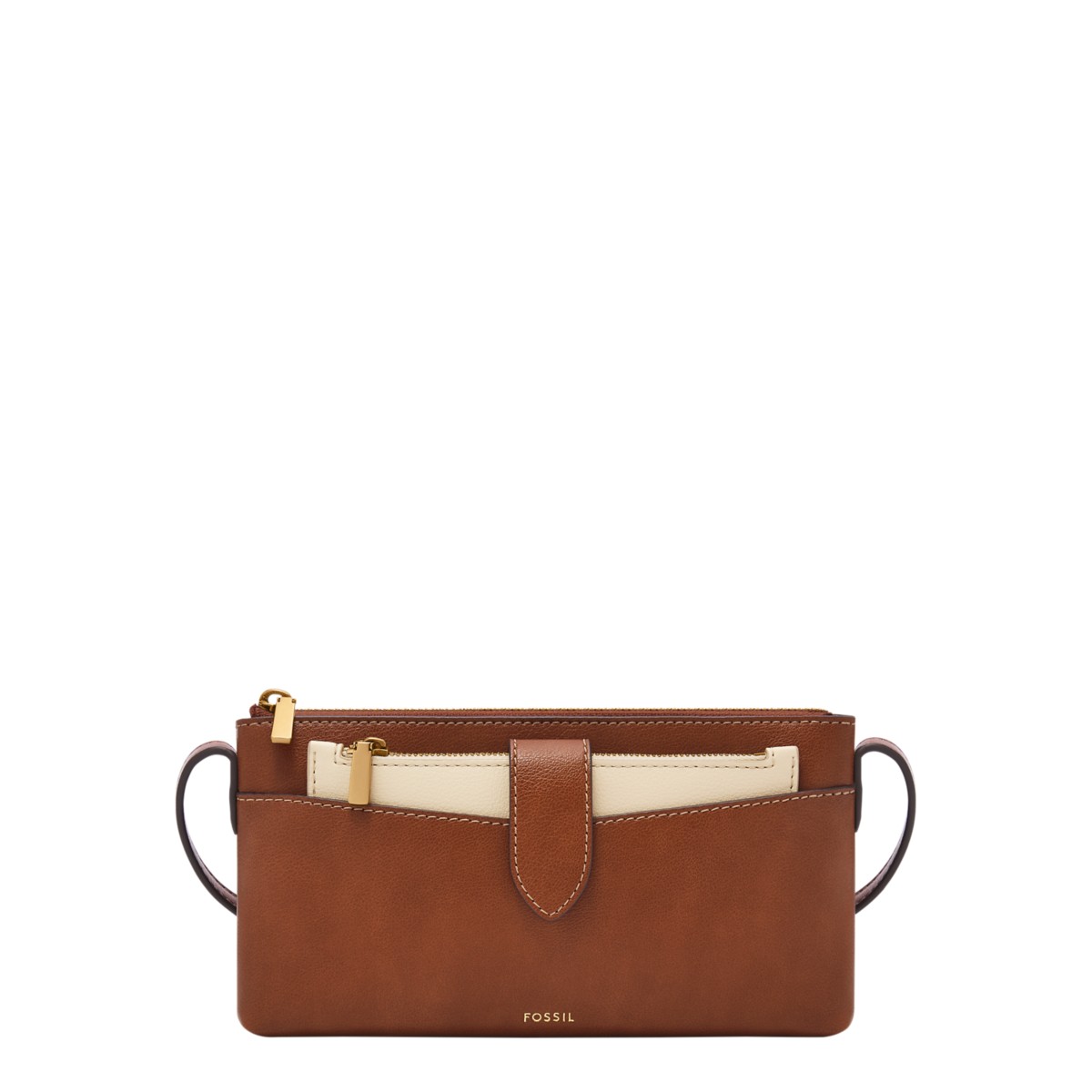 Fossil Sofia 2-in-1 Crossbody in Brown and Cream, front view