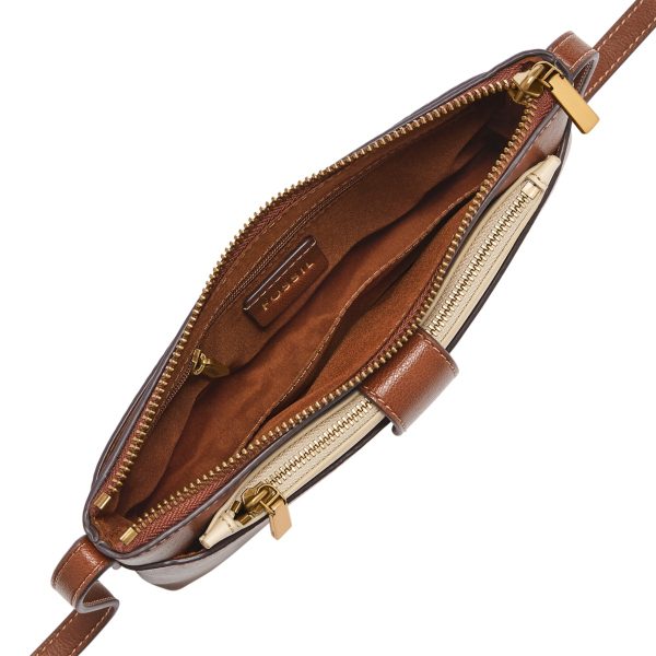 Fossil Sofia 2-in-1 Crossbody in Brown and Cream, interior view