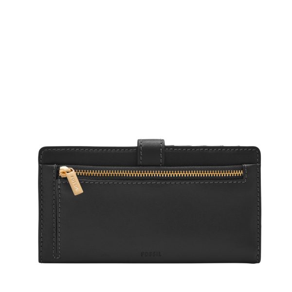 Fossil Lennox Tab Bifold Wallet Black back with zipper pocket